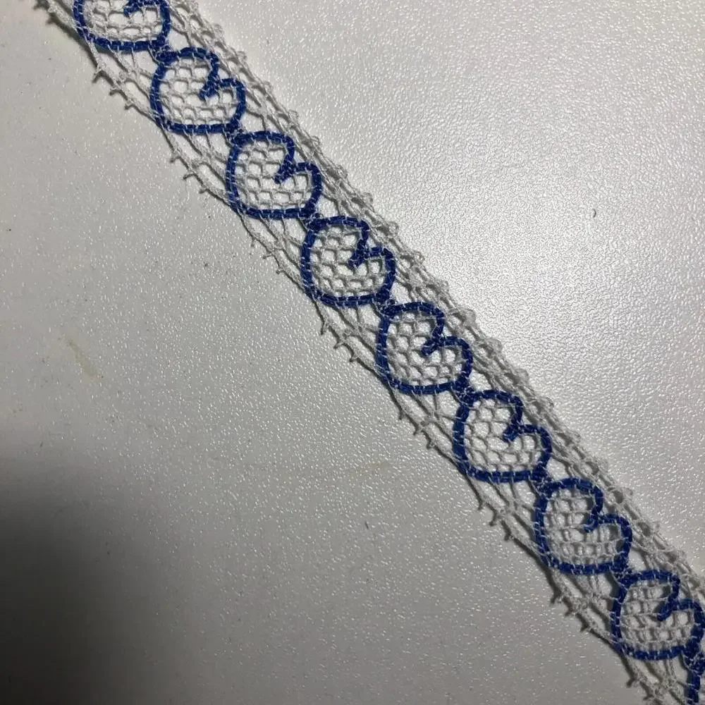 10 Yards Vintage Lace Trim Hearts Blue White Craft Sewing 1/2